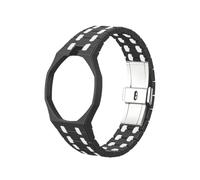 QUNZIDRESS Two-color Bioceramic Case Strap Compatible with Swatch Royal Pop Watch Band, Sports Strap with Shockproof Frame Bumper Case for Men Women Strap There are 3 and 12 o'clock directions.