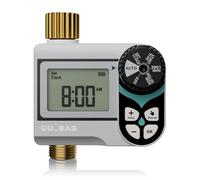 QUOBAS Sprinkler Timer with Brass Inlet & Outlet, Water Timer for Garden Hose, Rain Delay, Manual/Automatic Watering, Ball Valve System Compatible with Rain Barrel, Zero/Low Water Pressure Watering