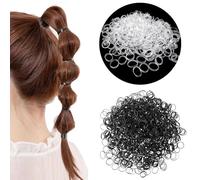 QUOBY 2000PCS Hair Ties - Black & Clear Elastic Ponytail Holders, No-Slip Rubber Bands for Women & Girls (Soft, Mini Polybands, Assorted Colors)