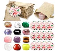 QUOIBLO 12-Piece Lucky Stone Set for Children, Birthday Gift for Children, Small Gift with Gemstone, Jute Bag and Magic Stone Card, Christening, Party Gift Fillings