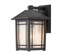Quoizel Cedar Point Medium Outdoor Wall Light - Black with Clear Seeded Glass
