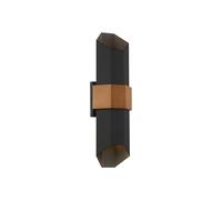 Quoizel Chasm Large LED Outdoor Wall Fitting in Matt Black Finish And Painted Wood Effect