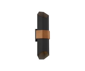 Quoizel Chasm Large LED Outdoor Wall Fitting in Matt Black Finish And Painted Wood Effect