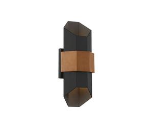 Quoizel Chasm Medium LED Outdoor Wall Fitting In Matt Black Finish And Painted Wood Effect