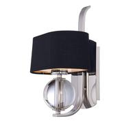 QUOIZEL Gotham wall light, fabric lampshade, silver