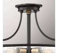Luminosa Lighting Elstead Quoizel Griffin Bowl Semi Flush Ceiling Light Palladian Bronze With Weathered Brass Accents