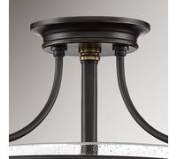 QUOIZEL Griffin semi-flush ceiling, bronze/clear, 3-bulb