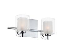Quoizel Kolt 2 Light Bathroom Wall Light in Polished Chrome With Glass Shades