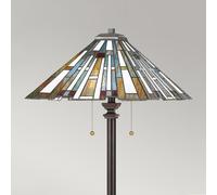 Quoizel Maybeck 2 Light Tiffany Style Flush Ceiling Fitting In Valiant Bronze And Tiffany Shade
