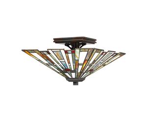 Quoizel Maybeck 2 Light Tiffany Style Semi Flush Ceiling Light - Valiant Bronze