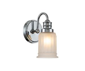 Quoizel Swell Single Light Bathroom Wall Light In Polished Chrome Finish With Opal Glass