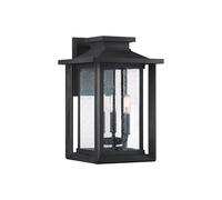 Quoizel Wakefield 3 Light Large Outdoor Wall Lantern in Black Finish with Clear Seeded Glass