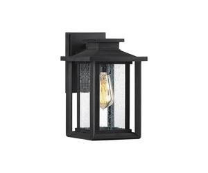 Quoizel Wakefield Single Light Small Outdoor Wall Lantern in Black Finish with Clear Seeded Glass