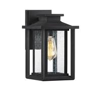 Quoizel Wakefield Single Light Small Outdoor Wall Lantern in Black Finish with Clear Seeded Glass