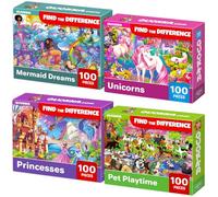 QUOKKA 100 Piece Jigsaw Puzzles For Children - 4 Floor Puzzles For 3 4 Year Olds - Princess Unicorn Gift Toys for Girls and Boys Age 5 6 7 - Jigsaws Game Gift for Kids Age 3-5