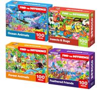 QUOKKA 100 Piece Jigsaw Puzzles For Children - 4 Floor Puzzles For 4 5 Year Olds - Toys for Learning Ocean & Forest Animals for 5-8 Year Olds - Jigsaws Game Gift for Kids Age 6+