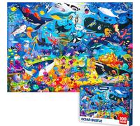 QUOKKA 100 Piece Jigsaw Puzzles For Children - Kids Puzzles For 3 4 Year Olds - Busyland Ocean Animals Jigsaws for Children Age 5 6 - Learning Toys for Boys and Girls - Educational Games Gift