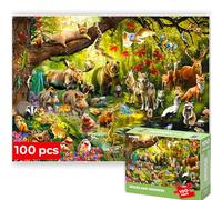 QUOKKA 100 Piece Jigsaw Puzzles For Children - Kids Puzzles For 3 4 Year Olds - Realistic Jigsaws for Children Age 5 6 - Toy for Learning Forest Animals - Boys and Girls Game Gift 7 8
