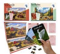 QUOKKA 100 Pieces Dementia Puzzles for Elderly - 3SET Large Piece Puzzles for Seniors - 9 Memory Flashcards with Facts I 25 Discussion Prompts per Puzzle - Alzheimer's Activities Products for Elderly