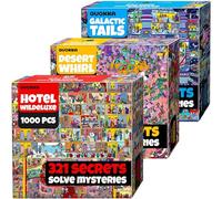 QUOKKA 1000 Piece Jigsaw Puzzle for Adults - Set of 3 Puzzles for Adults 1000 Pieces Premium Box Packaging - Desert Whirl, Galactic Tails, Hotel Wildeluxe - Fun Challenges - Stunning Scenic Animal