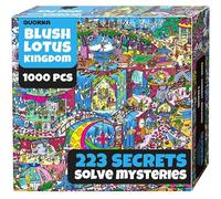 QUOKKA 1000 Piece Puzzle for Adults - 223 Hidden Secrets, Engaging Audio Story, Snap-Tight Thick Pieces - Collect All Four Adult Puzzles in Series To Build One Epic Mystery Realm (Blush Lotus Kingdom)