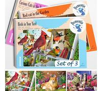 QUOKKA 13 Piece Puzzles for Adults - 3 Set Dementia Puzzles for Elderly - Large Piece Activities Products for Seniors - Alzheimers Jigsaw Puzzle Games for Adults with Birds and Cats