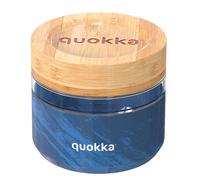 Quokka 500ml Food Container Wood Grain Deco with Bamboo Lid, Blue
