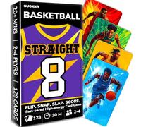 QUOKKA Basketball Fast-Paced Card Game for Kids & Adults - 128 Cards & Easy Rules - Quick & Fun Matching Game - 2-4 Players - Ages 8+ - Perfect for Family Games Night, Travel and Parties