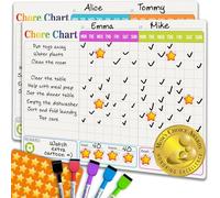 QUOKKA Behaviour Charts For Multiple Children - 18x25 cm Magnetic Board For Wall - Includes 2 Chores Chart For Kids and Accessories - Accommodates All Ages from Toddlers to Teens
