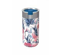 Quokka Boost Cup Blue Garden 400ml - Integrated Tea Infuser - Double Wall Insulated - Stainless Steel Reusable - Hot and Cold Drinks