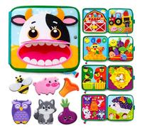 QUOKKA Busy Book Montessori Toys For 1 2 Year Old - 10 Page Sensory Activity Set with Farm & Forest Animals - Educational Quiet Travel Activity Toys For 1-2 yo - Perfect Baby Gift For Girls & Boys