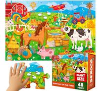 QUOKKA Floor Puzzles For 3 4 5 Year Olds - 60x90 cm 48 Piece Giant Jigsaws For Children Age 4 5 - Large Educational Farm Toys for 3 5 year olds - Gift Game for Boys and Girls 6 7