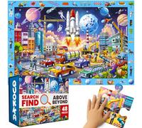 QUOKKA Floor Puzzles For 3 4 Year Olds - 60x90 cm 48 pc Giant Search and Find Jigsaws For Children Age 4 5 - Above and Beyond Observational Scene - Educational Toy with Gift Box - City Learning