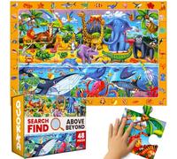 QUOKKA Floor Puzzles For 3 4 Year Olds - 60x90 cm 48 pc Giant Search and Find Jigsaws For Children Age 4 5 - Above and Beyond Observational Scene - Educational Toy with Gift Box - Jungle Learning
