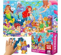 QUOKKA Floor Puzzles For 3 4 Year Olds - 60x90 cm 48 Piece Giant Jigsaws For Children Age 4 5 - Large Educational Mermaid Toys for 3 5 year olds - Gift Game for Boys and Girls 6 7