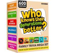 Quokka Generation Trivia Game - Card Games for Families | Generations Challenge Card Set with 600 Questions for Ages 10+ - Trivia Games for Family Game Night, Parties and Travel