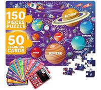 QUOKKA Giant Puzzles For 3 4 Year Olds - 90x60 cm 150pc SPACE Shaped Jigsaw Puzzles For Kids - Large Floor Educational Jigsaw Toys for 3 5 Year Olds - Solar System Planet Game Gift For Boys and Girls