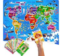 QUOKKA Giant Puzzles For 3 4 Year Olds - 90x60 cm 150pc WORLD MAP Shaped Jigsaw Puzzles For Kids - Large Floor Educational Jigsaw Toys for 3 5 Year Olds - Map Of The World Game Gift For Boys and Girls