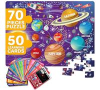 QUOKKA Giant Puzzles For 3 4 Year Olds - 90x60 cm 70pc SPACE Shaped Jigsaw Puzzles For Kids - Large Floor Educational Jigsaw Toys for 3 5 Year Olds - Solar System Planet Game Gift For Boys and Girls