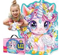QUOKKA Glitter Floor Puzzles For 3 4 5 Year Olds - 60х90 cm 48 pc Shaped Giant Jigsaws For Children Age 4 5 - Large Educational Unicorn Toys for 3 5 year olds - Gift Game for Boys and Girls 6 7