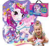 QUOKKA Glitter Floor Puzzles for Kids Ages 3-5 - 2x3 Feet 48 Piece Puzzles for Toddlers 2-4 - Large Shaped Educational Toddler Puzzles Ages 24+ Months - Unicorn Activity Game for Boys and Girls