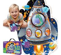 QUOKKA Glitter Floor Puzzles for Kids Ages 3-5 - 2x3 Feet 48 Piece Puzzles for Toddlers 2-4 - Shaped Large Giant Educational Toddler Puzzles Ages 24+ Months - Space Rocket Toy Game for Boys and Girls