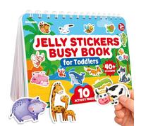 QUOKKA Jelly Sticker Books for Toddlers 1-3, 10 Animal Topics, 61 Large Thick Reusable Stickers, Waterproof Washable Toddler Activity Busy Book, Learning Toys for Shapes Colors Matching Animals