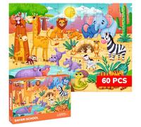 QUOKKA Jigsaw Puzzles For 3 4 Year Olds - 60 Piece Jigsaws for Children Age 5 6 - Kids Puzzles With African Animals - Educational Learning Game for Preschoolers - Gift Toy for Boys and Girls 7-8