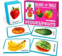 QUOKKA Jigsaw Toddler Puzzles Ages 2-4 - 100% Self-Correcting 16 Realistic Matching Fruits Veggies - Educational Toddler Puzzles Ages 1-3 with 32 Pieces - Memory Matching Games