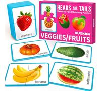 QUOKKA Jigsaw Toddler Puzzles Ages 2-4 - 100% Self-Correcting 16 Realistic Matching Fruits Veggies - Educational Toddler Puzzles Ages 1-3 with 32 Pieces - Memory Matching Games