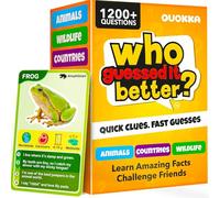 Quokka Kids Card Games for 6 8 Year Olds - Educational Games for Families | Who Guess It Better - Countries and Animal Games with 50 Cards Guess Who - Travel Games for Kids 8-12 and Families