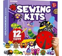 QUOKKA Kids Crafts Ages 4-8, DIY Beginner Needle and Thread Kit - 12 Bugs & Insects Sewing Kit Basic - Fun Arts Crafts for Kids Ages 6-8 Girls Boys - Plastic Needles, Scissors - 6+ Year Old Girl Gifts