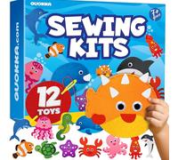 QUOKKA Kids Crafts Ages 4-8 - DIY Beginner Needle and Thread Kit - 12 Sea Animals Sewing Kit Basic - Fun Arts Crafts for Kids Ages 6-8 Girls Boys - Plastic Needles, Scissors - 6+ Year Old Girl Gifts