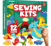 QUOKKA Kids Crafts Ages 4-8 - DIY Beginner Needle and Thread Kit - 12 Sewing Kit Basic - Fun Arts Crafts for Kids Ages 6-8 Girls Boys - Plastic Needles, Scissors - 6+ Year Old Girl Gifts